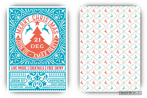 Christmas party flyer retro typograp, a Flyer Template by OneVectorStock