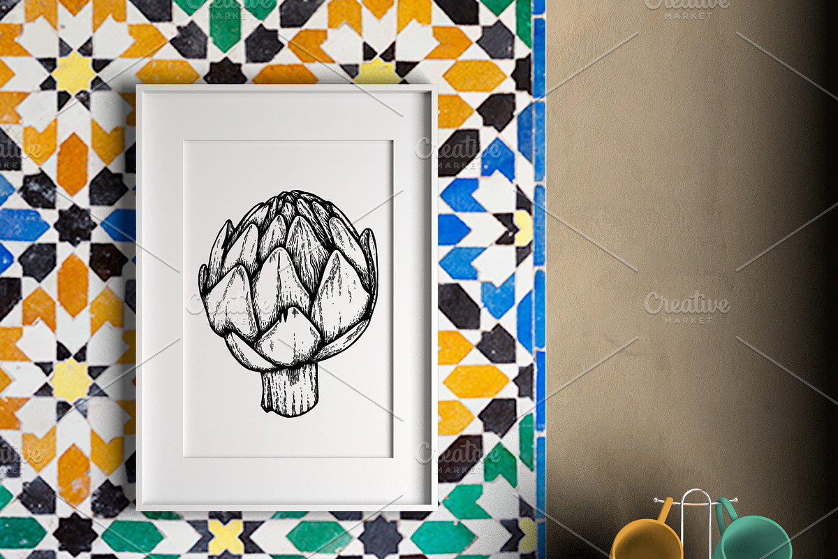 Vector ink vegetables and patterns, a Background Graphic by lenavetka87 (Photo 3 of 5)