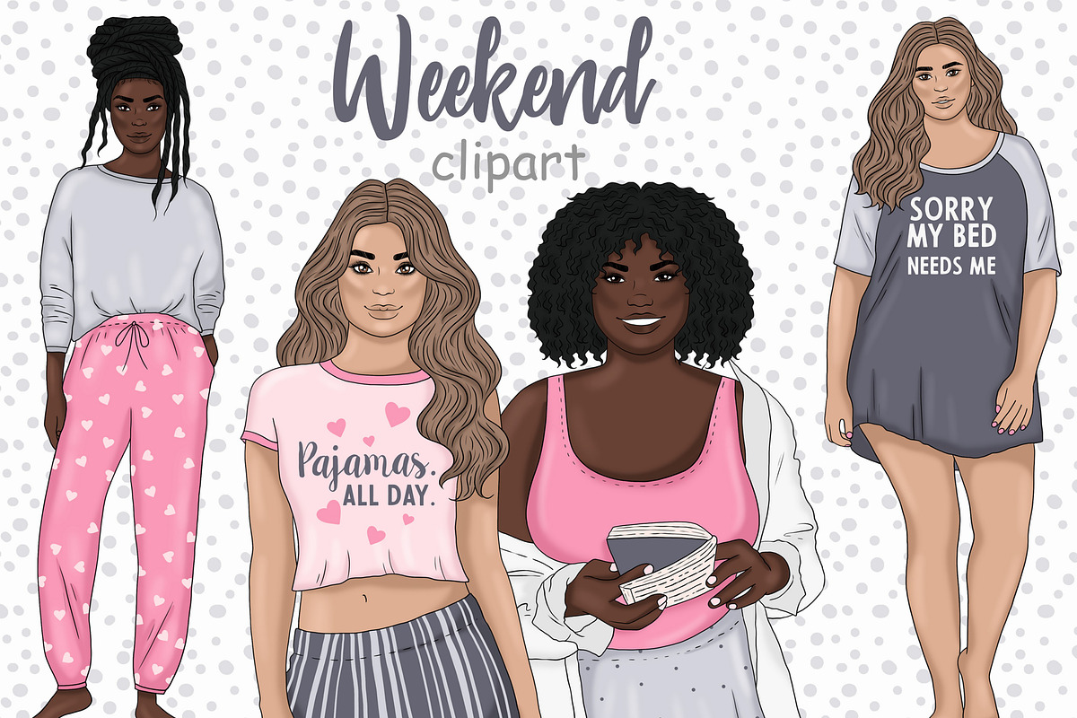 Weekend Girls Clipart, a Person Illustration by GlamArtZhanna (Photo 1 of 5)