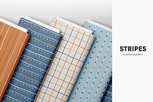 Seamless patterns with stripes, grid, a Pattern Graphic by Good Studio