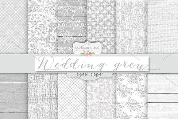 Wedding rustic grey digital papers preview 2