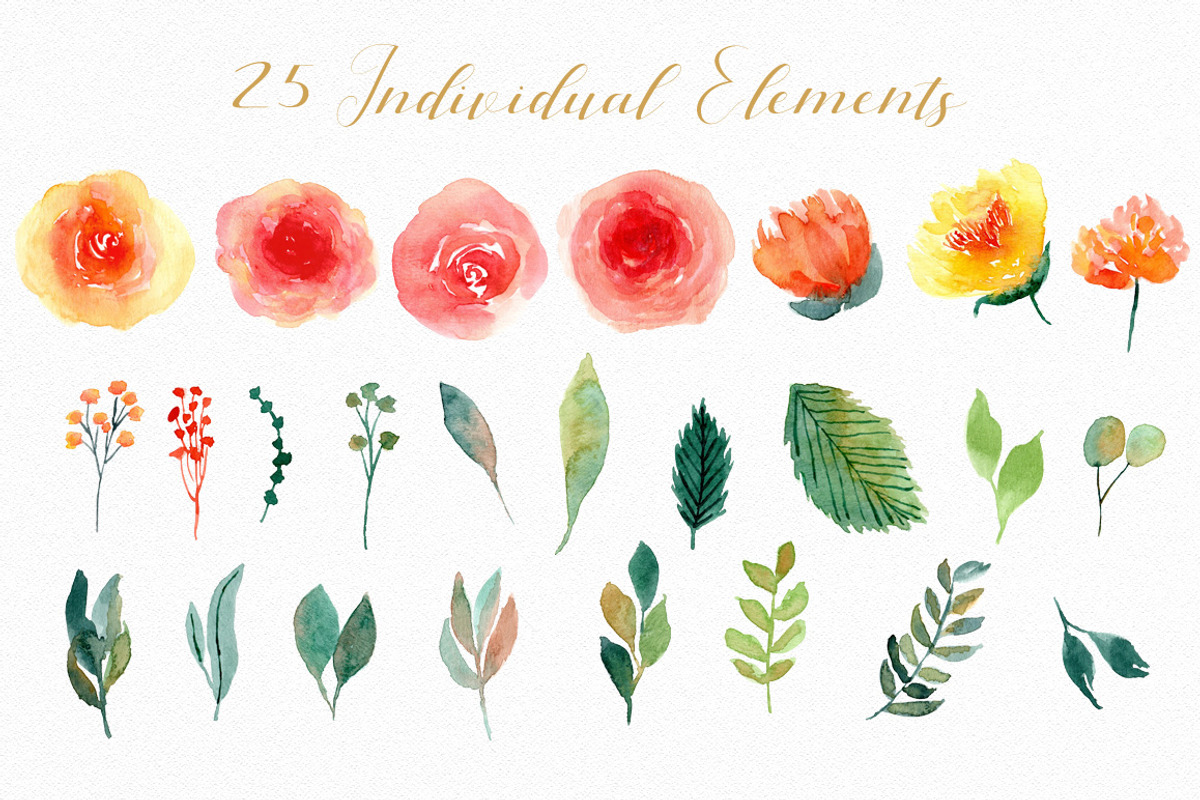 Sunny - Watercolor Floral Clipart, a Decorative Illustration by wulano (Photo 6 of 6)