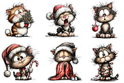Quirky Christmas Cat Clipart, an Illustration by DreamArtGraphic (Thumbnail 2 of 4)
