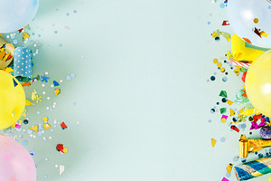 Flat lay decoration party containing birthday, celebrate, and celebratory