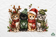 Christmas Cats PNG, a Seasonal Illustration by Craft Nest (Thumbnail 1 of 6)