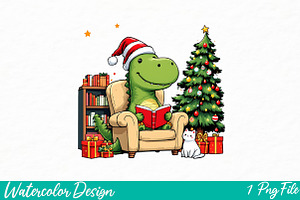 Cozy Christmas Bookshelf Png, an Illustration by Watercolor design