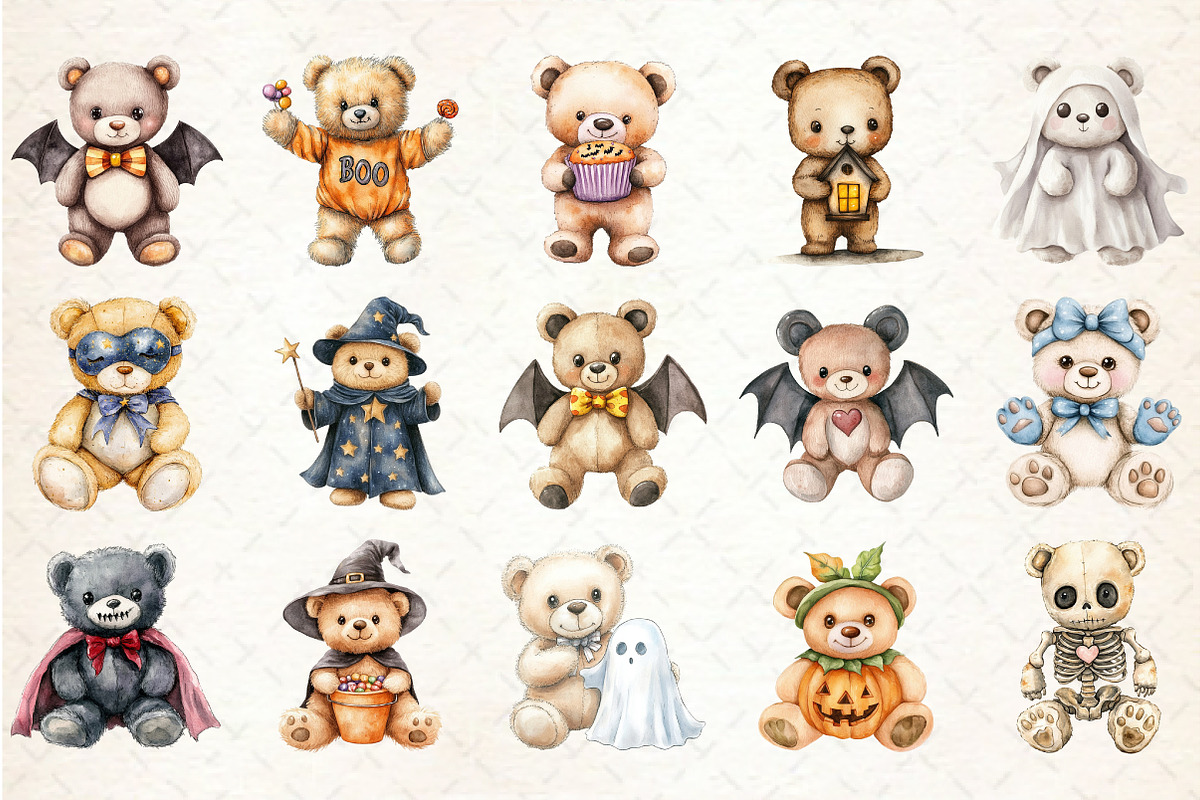 Halloween Teddy Bear Clipart, an Illustration by Rose Art (Photo 2 of 7)
