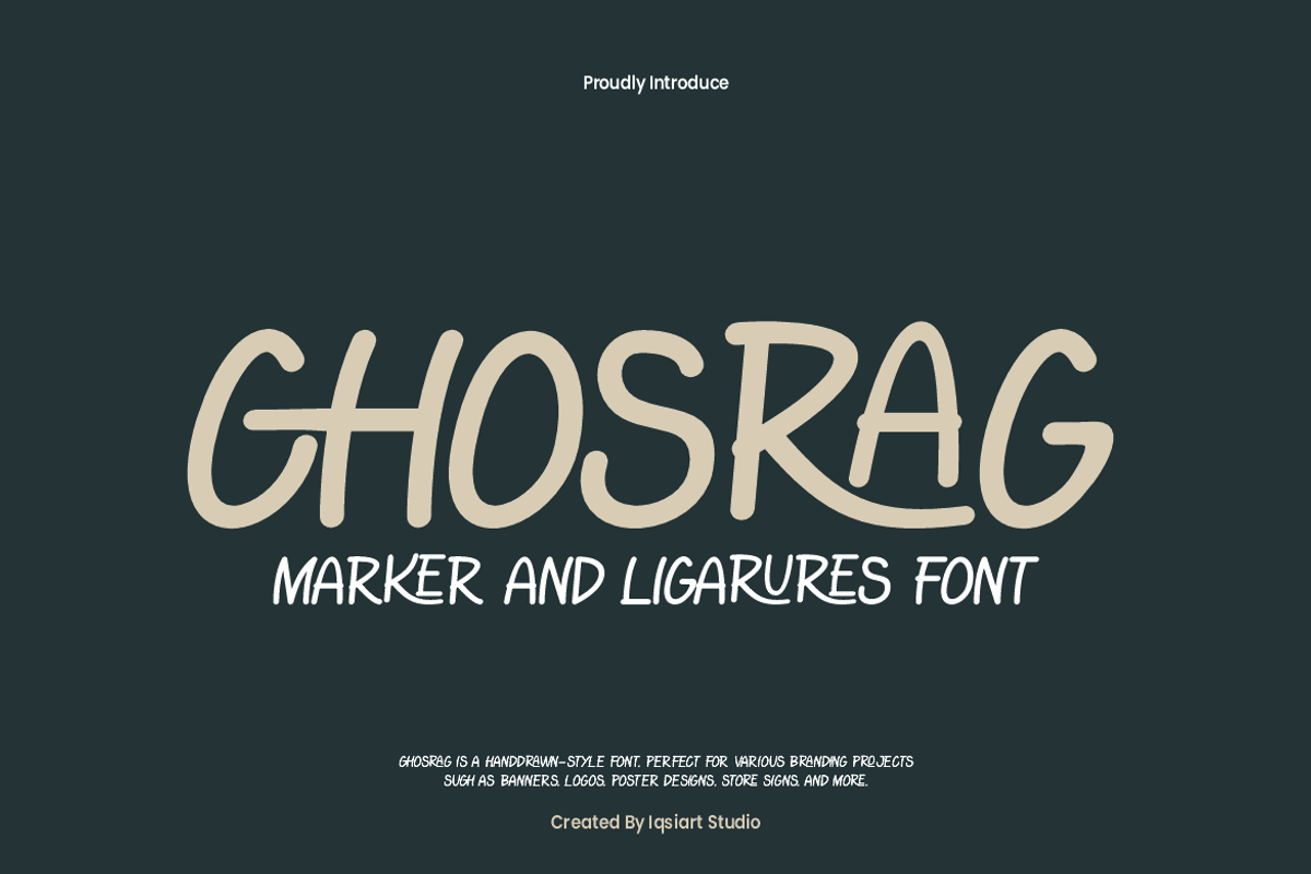 Chosrag - Marker Ligatures Font, a Handwritten Font by Iqsiart Studio (Photo 1 of 8)
