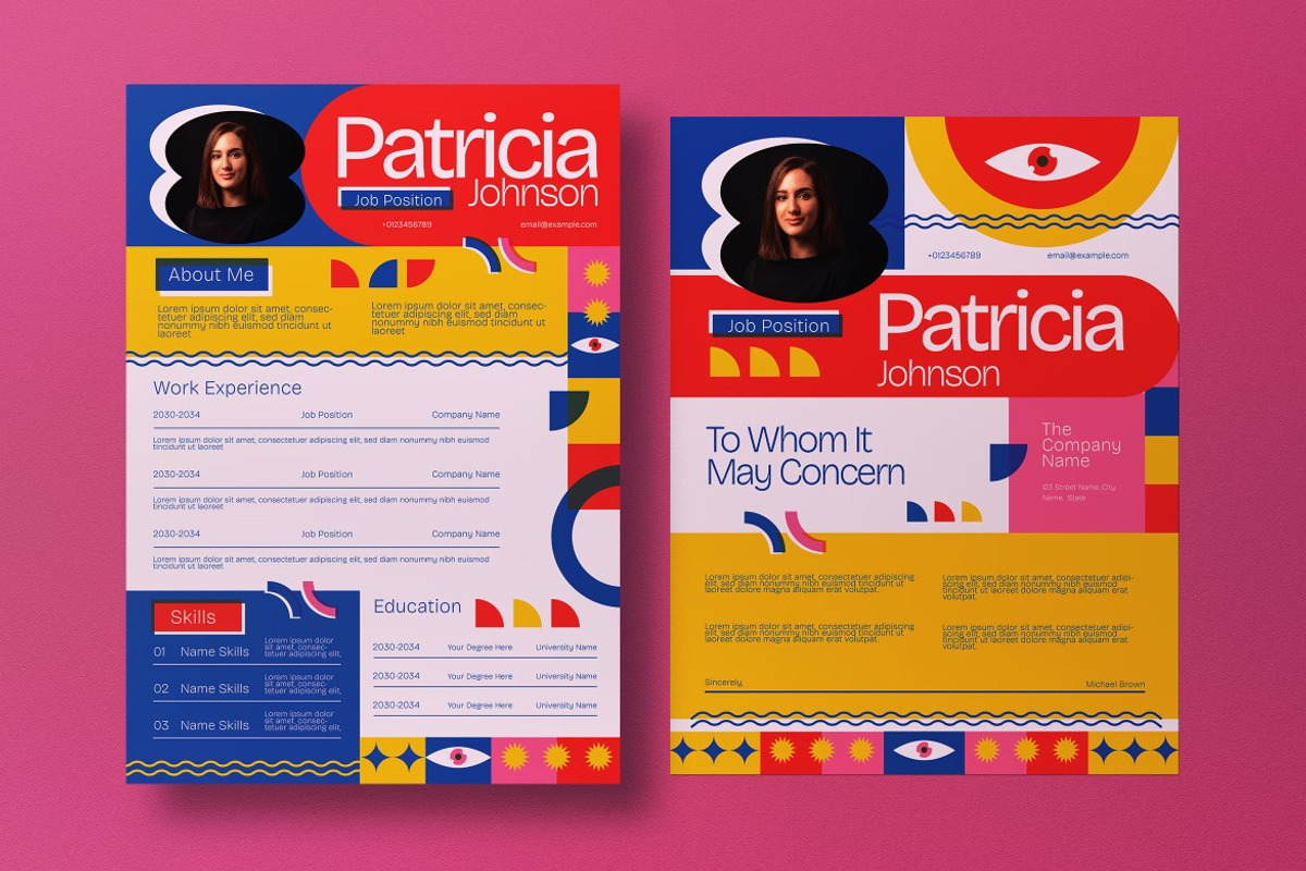 Blue Red Colorblock Resume US Letter, a Resume Template by graphicook (Photo 3 of 3)