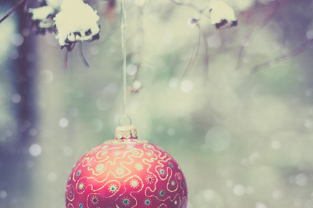 Christmas ball on a tree branch containing christmas, tree, and ball, a Holiday Photo by Dvoevnore photos