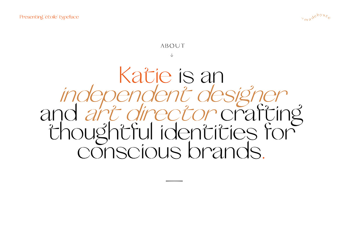 ETOILE* — MODERN REGULAR + ITALIC, a Sans Serif Font by Madebysté. (Photo 5 of 9)