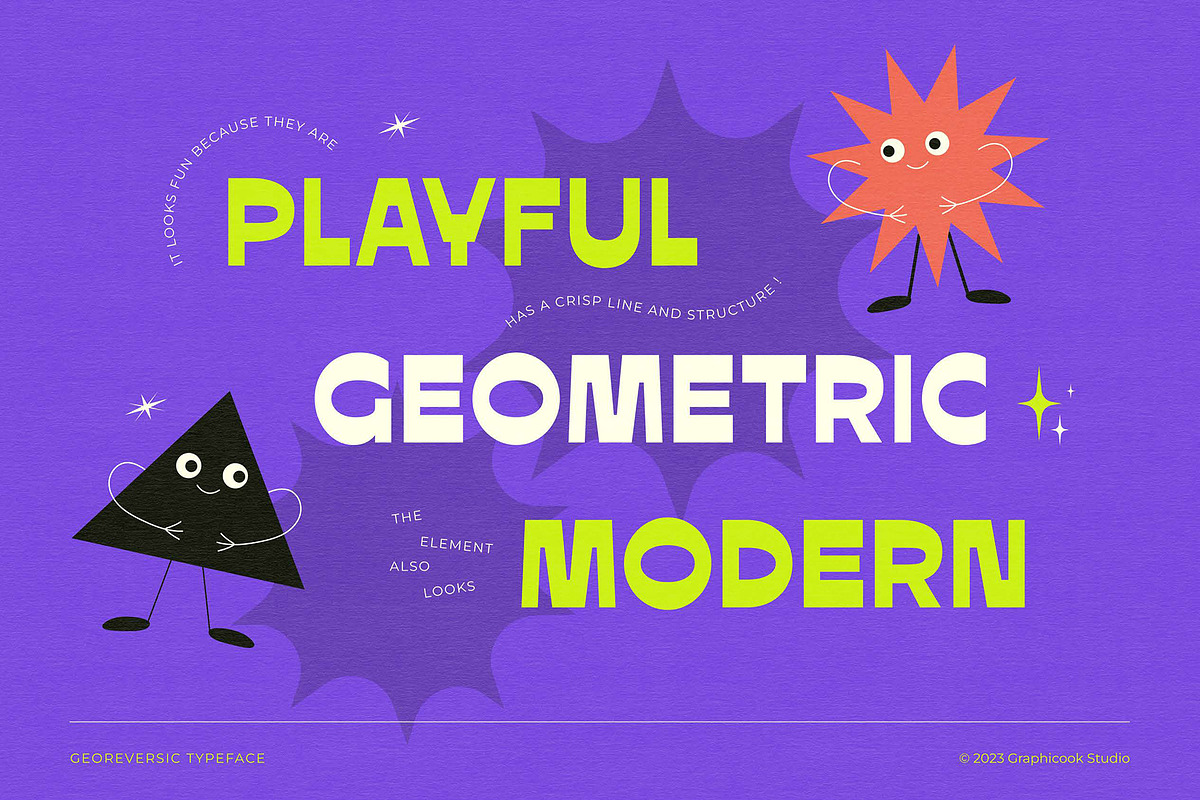 Georeversic Display Typeface, a Font by graphicook (Photo 2 of 10)