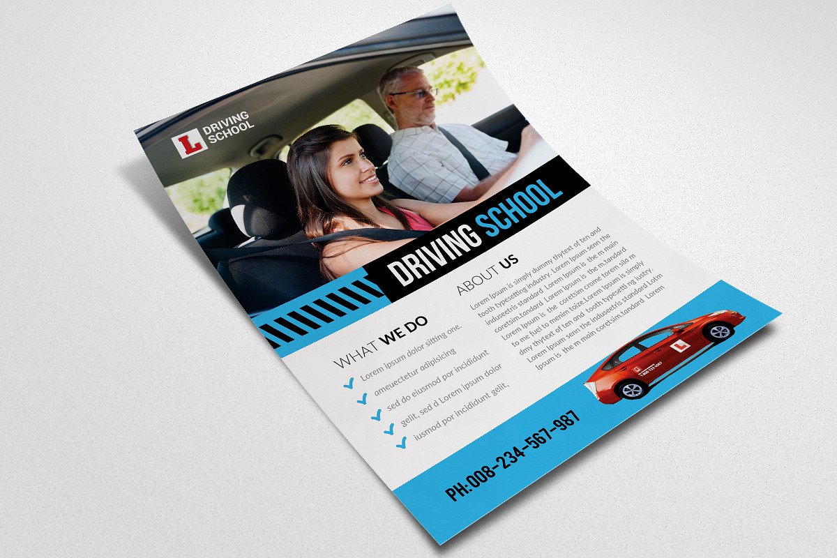 Driving School Flyer Template, a Flyer Template by Design Up