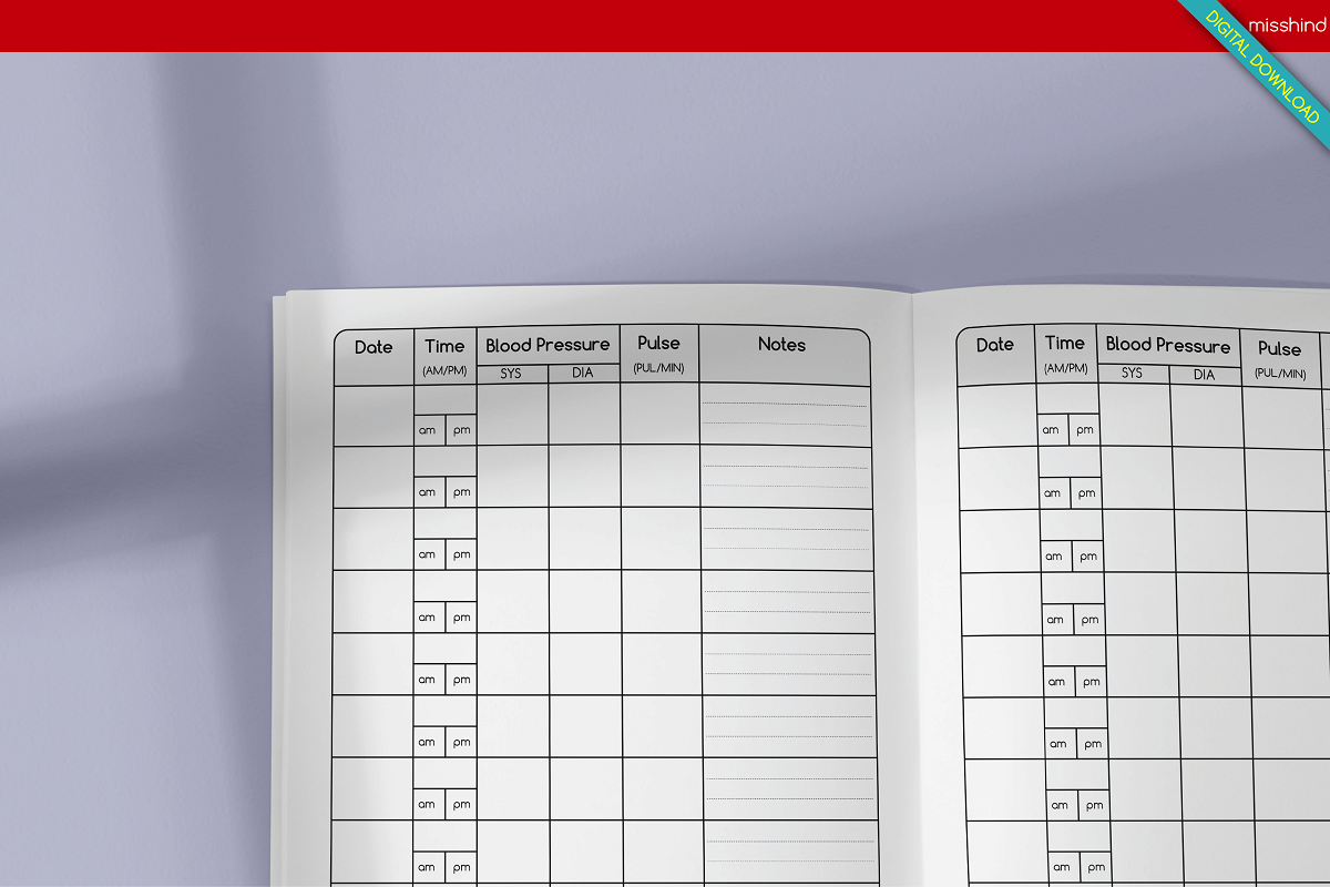 Blood Pressure Log Book • KDP, a Templates & Theme by HyeRi (Photo 2 of 3)