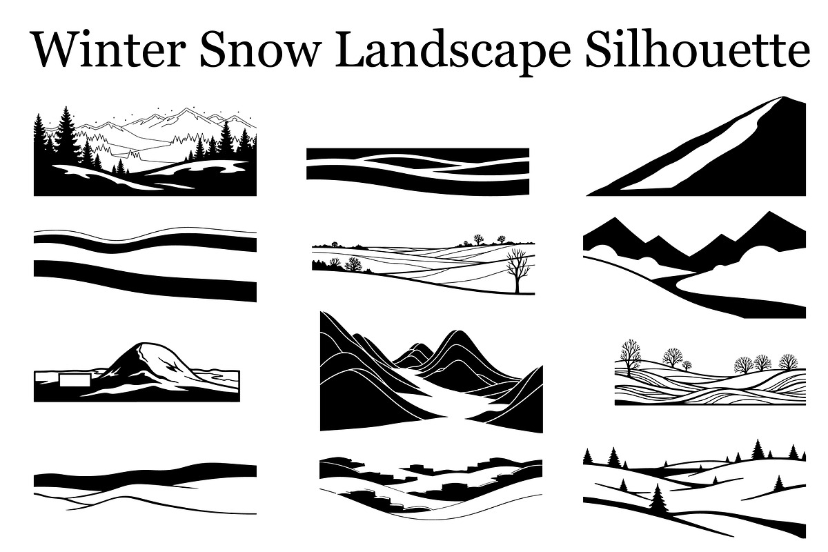 Abstract Snowy Landscape Silhouette, a Graphic by musafir_fashion (Photo 1 of 13)