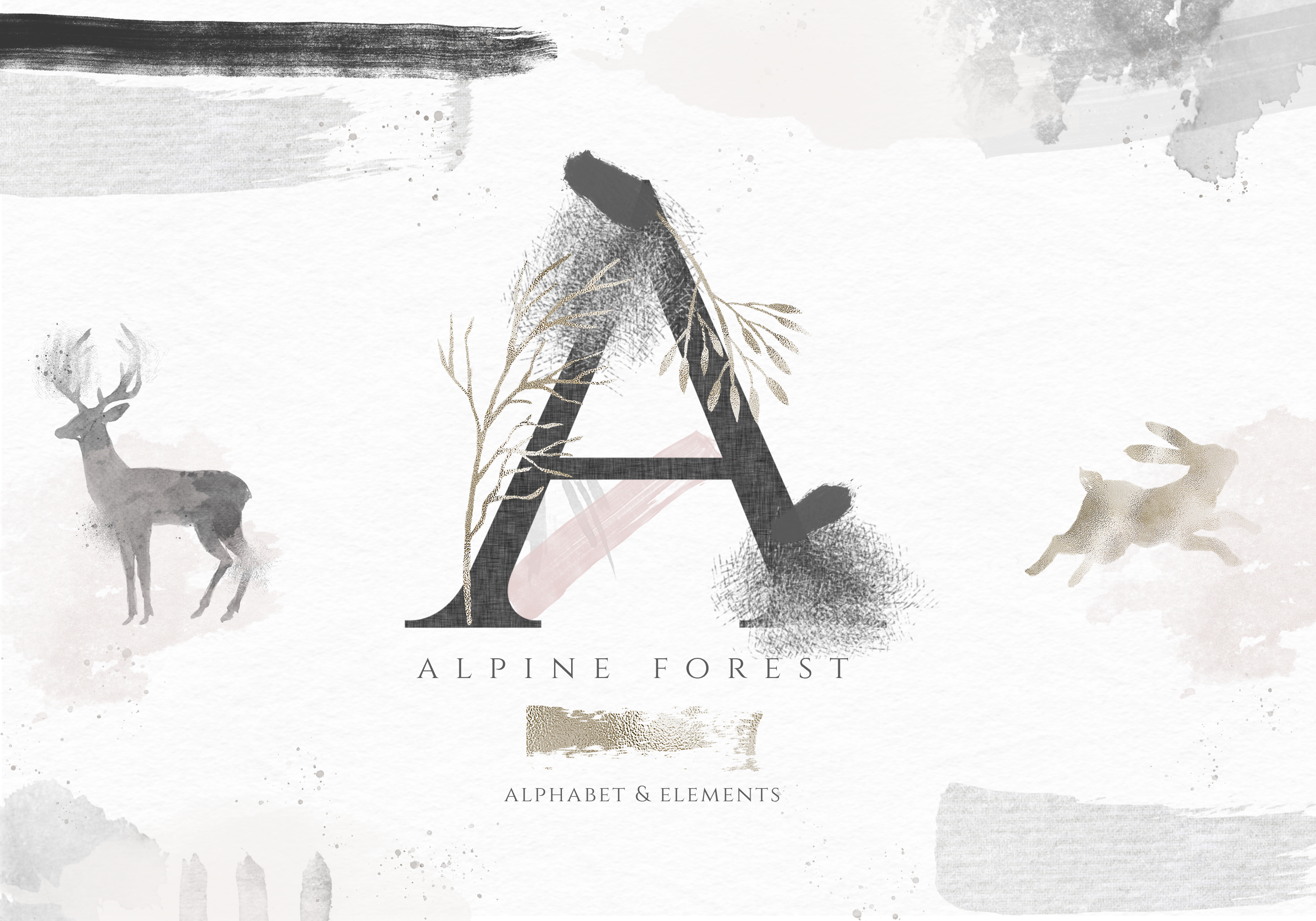 Alpine Forest - Elements & Alphabet, an Illustration by KA Designs