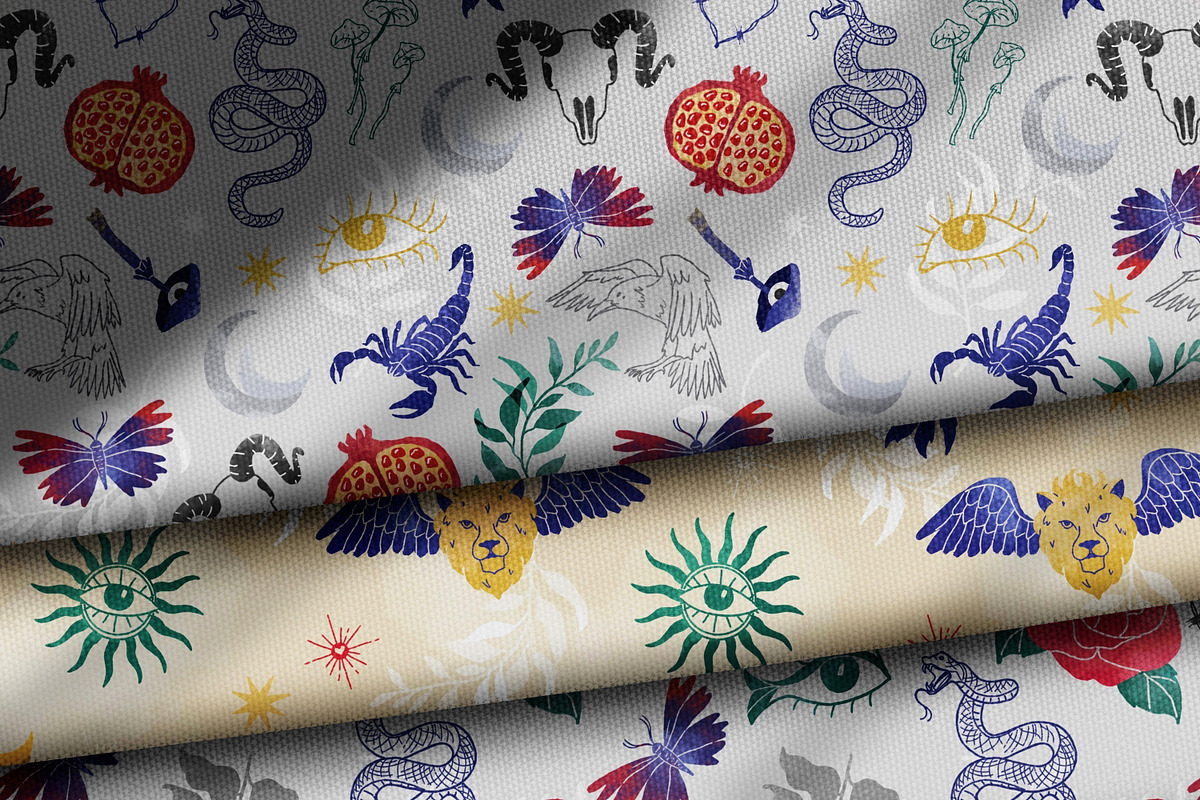 8 seamless esoteric patterns, a Decorative Illustration by SvetaDraws (Photo 2 of 11)