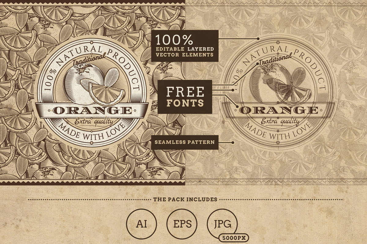 Vintage Fruits & Vegetables Labels, a Decorative Illustration by ConceptCafe (Photo 3 of 3)