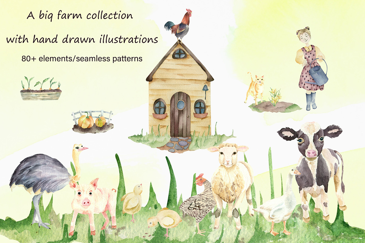 A big farm and garden collections., an Animal Illustration by Watercolor arts (Photo 1 of 10)