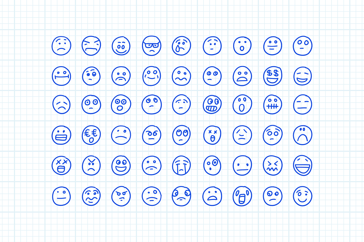 Freehand Drawn Emoji Smiles Set #1, a Templates & Theme by Alex Serada (Photo 5 of 5)