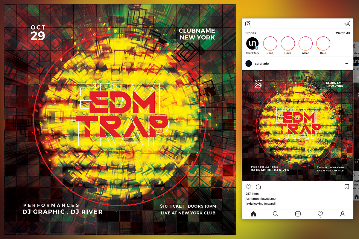 EDM Trap Flyer, a Flyer Template by KiraYamato Design Studio