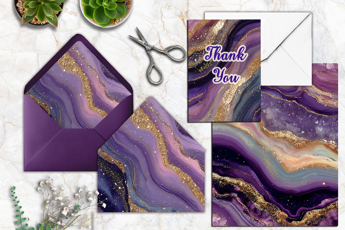 Royal Purple Agate Digital Paper Set, a Background Graphic by V Design Creator (Photo 4 of 12)