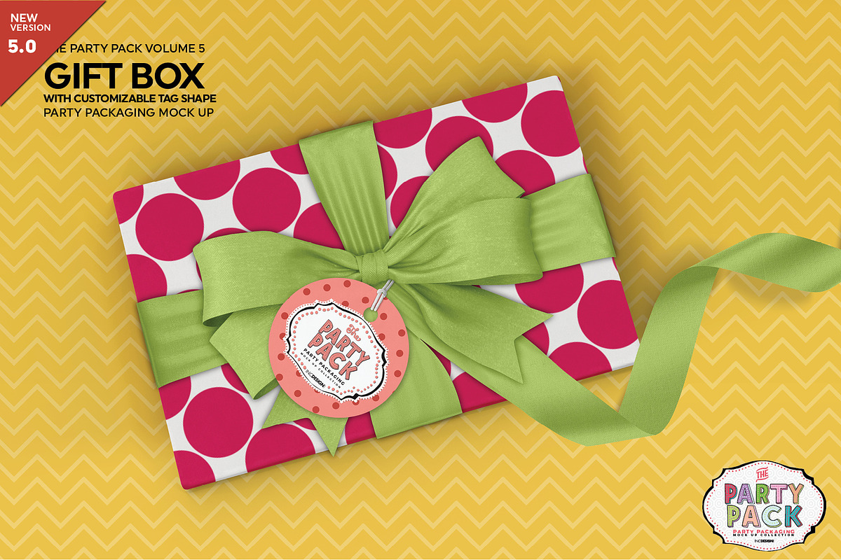 Gift Box Packaging Mockup, a Product Mockup by INCDesign (Photo 1 of 7)