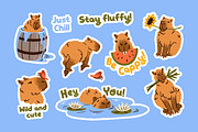 Cute capibaras set, stickers, cards, an Animal Illustration by PaperTrident (Thumbnail 3 of 7)