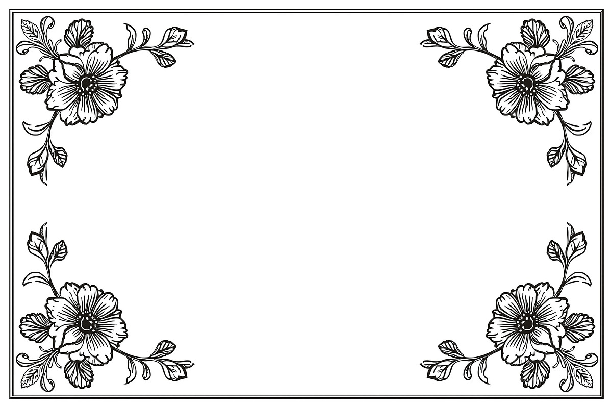 Flower Silhouette Frame Bundle, an Illustration by Creativeshirt (Photo 5 of 9)