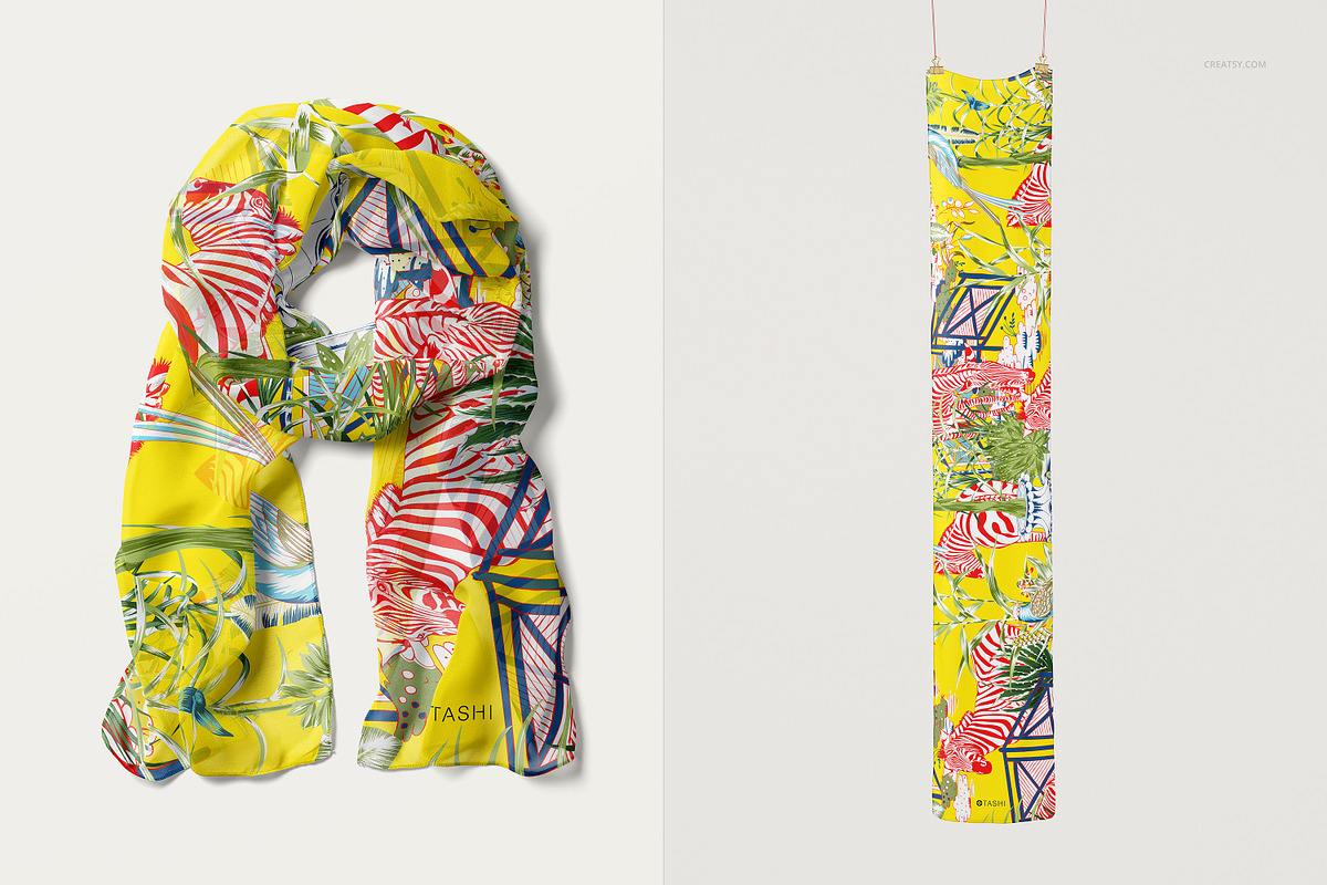 25x140cm Chiffon Silk Scarf Mockup, a Mask Mockup by creatsy5 (Photo 6 of 7)