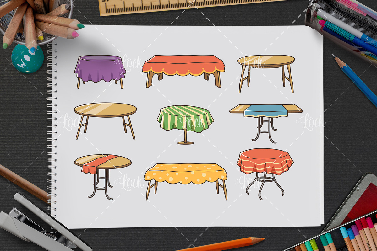 Set of wooden tables sticker design, a Graphic by Allmostudio (Photo 2 of 5)