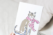 Watercolor Valentine Cat Clipart Set, an Illustration by Pati Paints (Thumbnail 9 of 9)