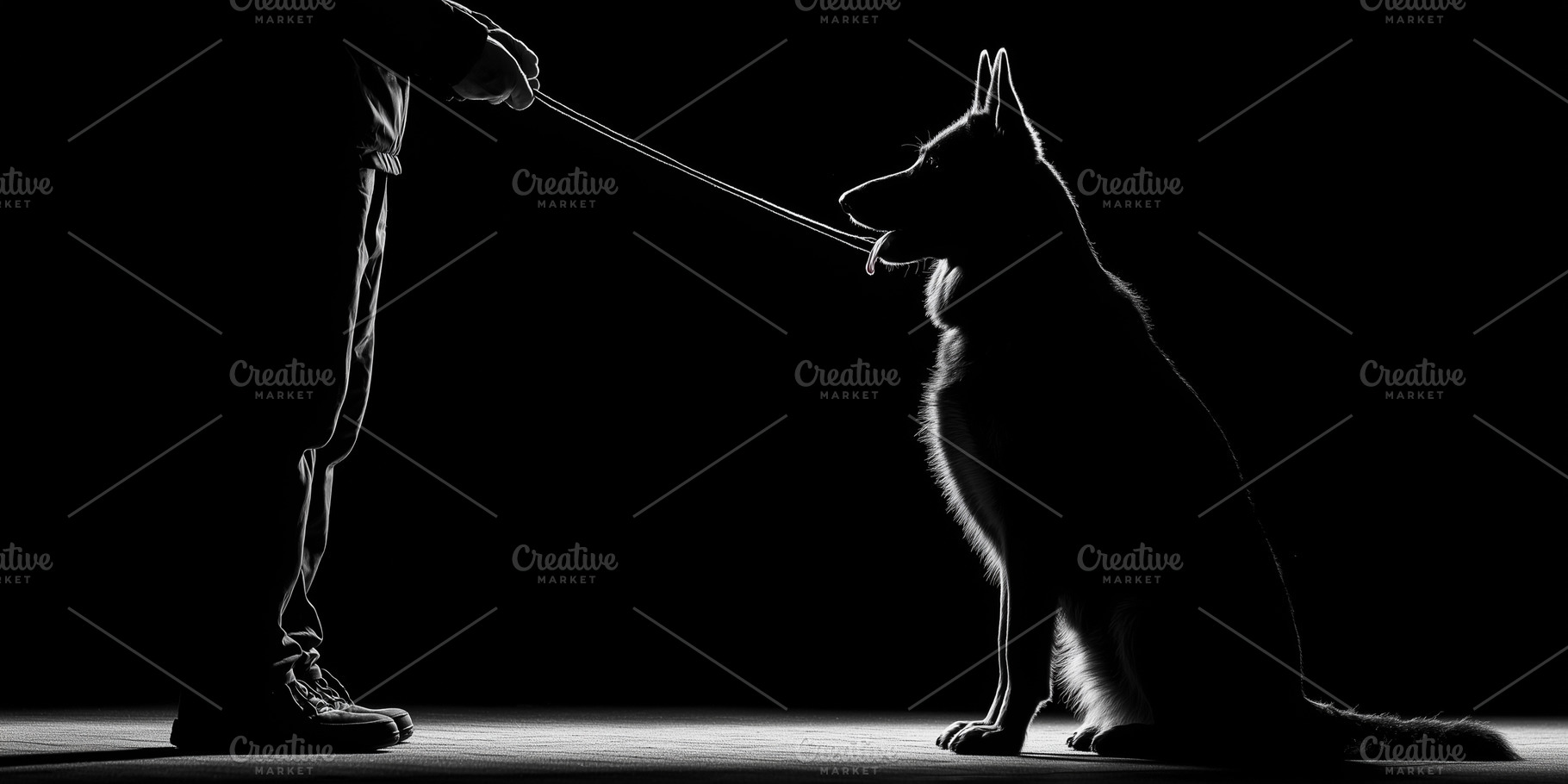 Dog sitting obediently on a leash, an Animal Photo by MistyDay