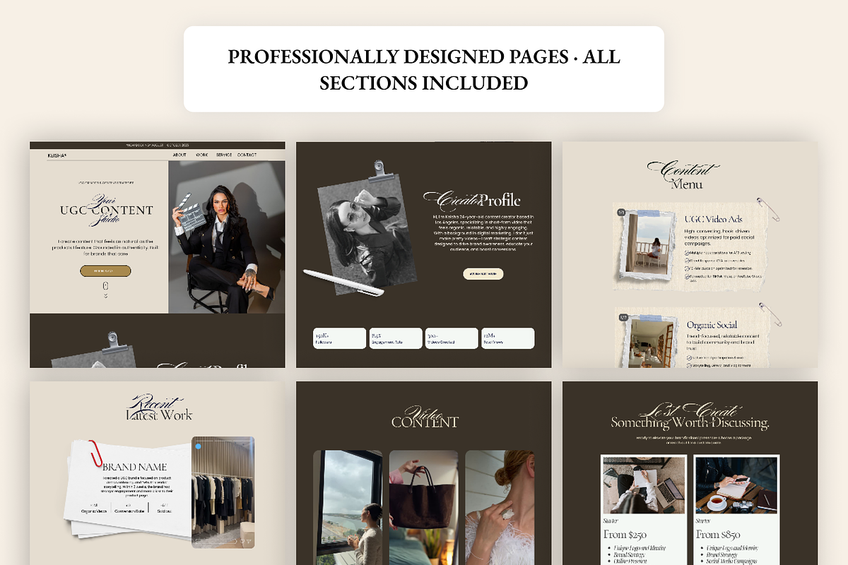 UGC Creator Beige Aesthetic One Page, a Marketing Template by AtelierDuVow (Photo 4 of 10)