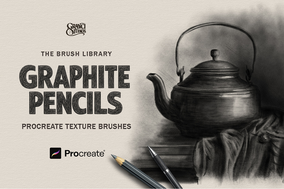 Graphite Pencils Procreate Brushes, a Brush Add-On by GRANCI STUDIOS (Photo 1 of 9)