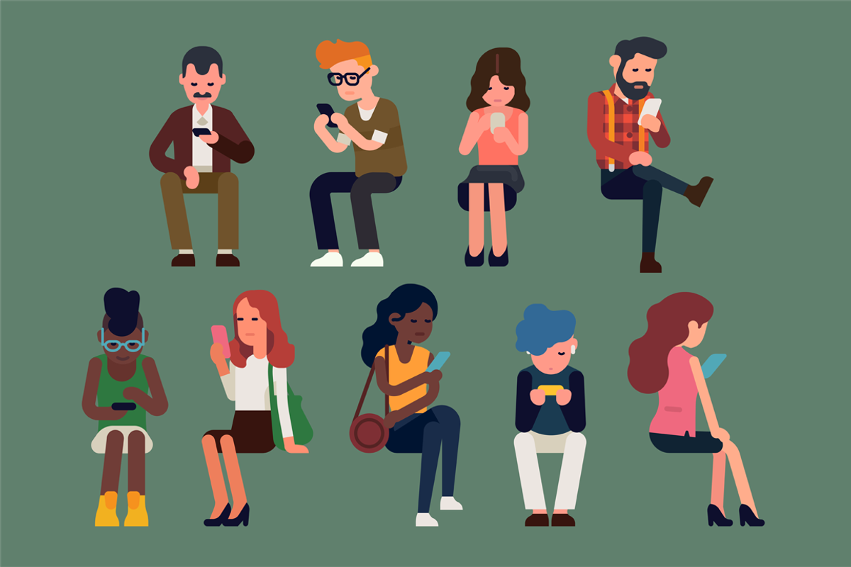 Flat characters: Phone addicts, a Person Illustration by Masha Tace