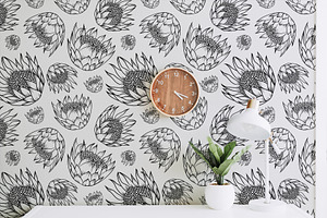 Beautiful seamless Protea pattern