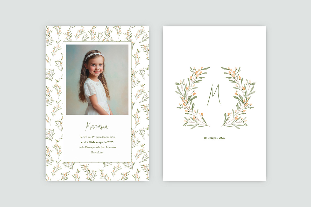 Floral Communion Invitation Card, a Print Template by McLittle Stock (Photo 2 of 2)