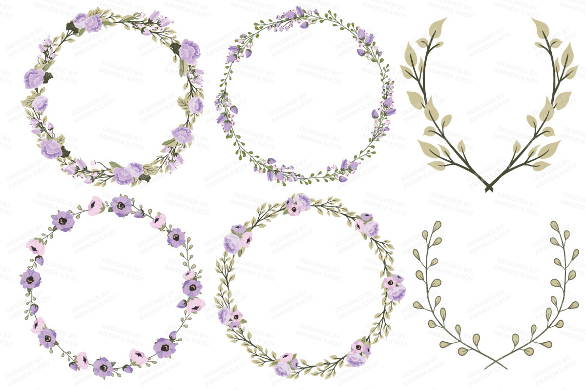 Wedding Floral Clipart & Vectors, an Illustration by Amanda Ilkov (Photo 3 of 4)