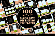 Black Rose Etsy Listing Templates, a Branding & Logo Template by SunshineStudioBoutique (Thumbnail 1 of 8)