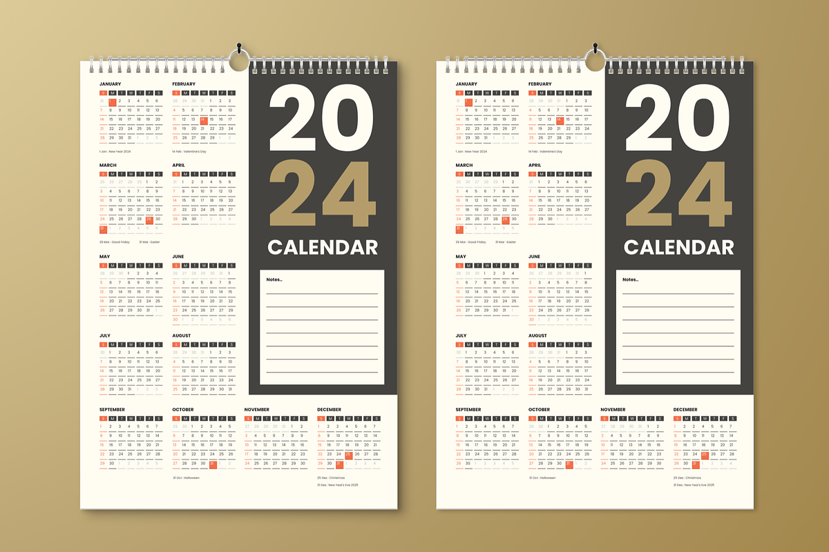 Simple Calendar 2024, a Print Template by SquidPixey (Photo 2 of 3)
