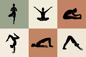 Yoga and Mindfulness Silhouettes, an Object Graphic by Designgrove