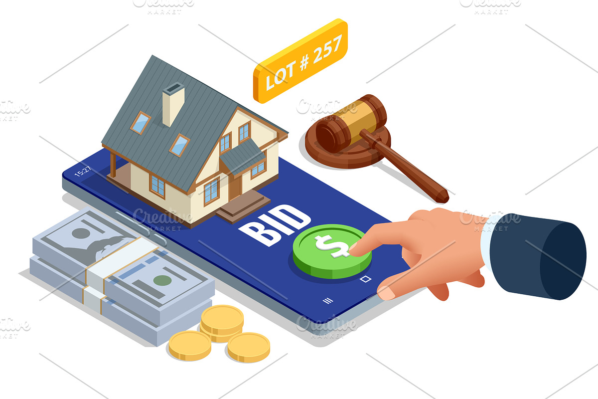 Isometric smartphone with house, a Finance Illustration by Golden Sikorka