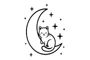 50 Cat Moon Silhouette Vector Bundle, an Illustration by jahid234 (Thumbnail 35 of 51)