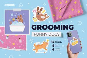 Grooming Set. Clipart & Patterns, an Animal Illustration by Ejevyaka