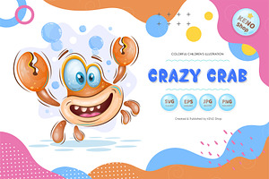 Cute cartoon crab. Tshirt, PNG., an Animal Illustration by KENO Mascots