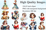 Vintage Fashion Women's Clipart, an Illustration by Craft Nest (Thumbnail 2 of 5)