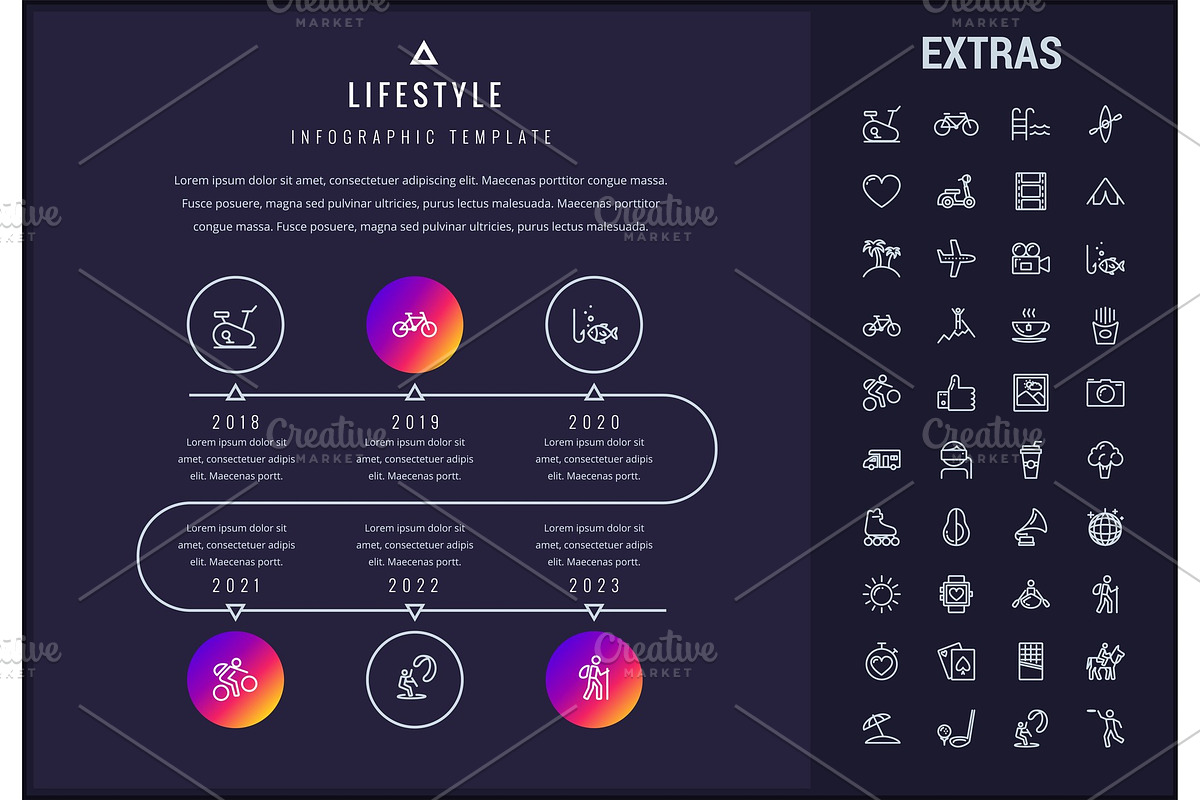 Lifestyle infographic template, elements and icons, a Food Illustration ...