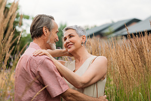 Two senior people standing together, a Person Photo by Artem Varnitsin