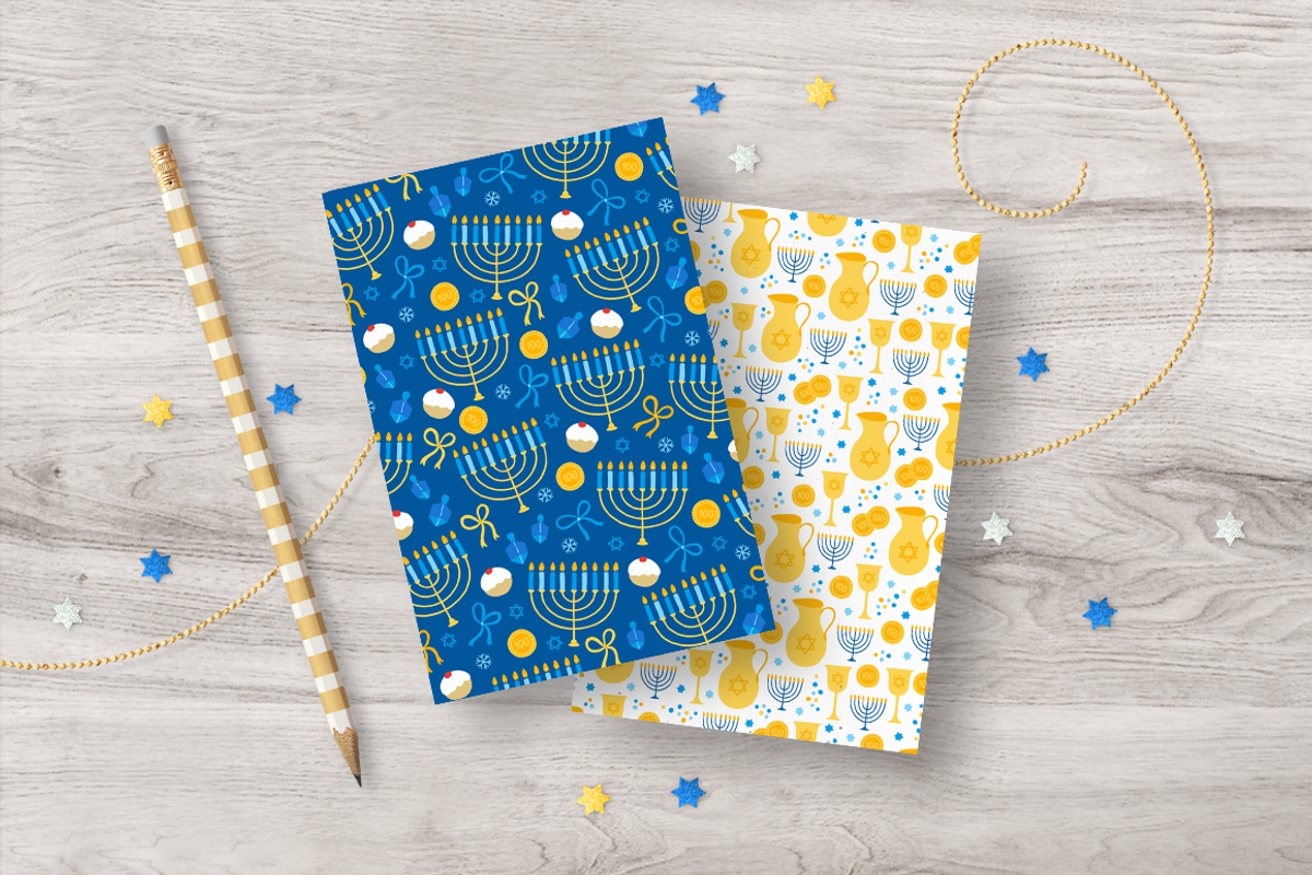 12 Hanukkah Seamless Patterns, a Pattern Graphic by miumiu (Photo 6 of 6)